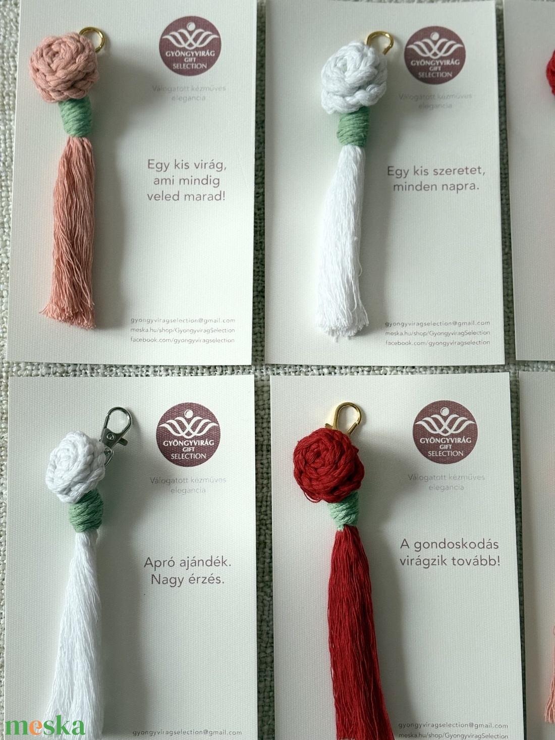 Virágzó Kedvesség � Makramé rózsabimbó kulcstartó / táskadísz többféle színben CSOMAGOLVA! - táska & tok - kulcstartó & táskadísz - kulcstartó - Meska.hu