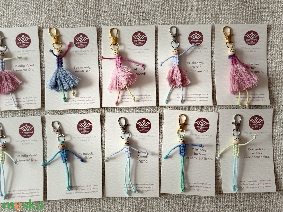 Pillekönnyű Balerinák � Kézzel csomózott kulcstartók és táskadíszek CSOMAGOLVA! - táska & tok - kulcstartó & táskadísz - kulcstartó - Meska.hu