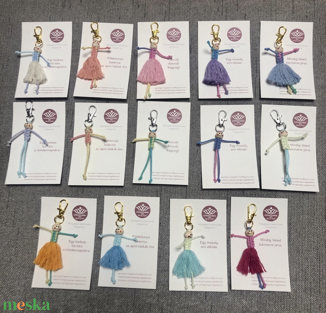 Pillekönnyű Balerinák � Kézzel csomózott kulcstartók és táskadíszek CSOMAGOLVA! - táska & tok - kulcstartó & táskadísz - kulcstartó - Meska.hu