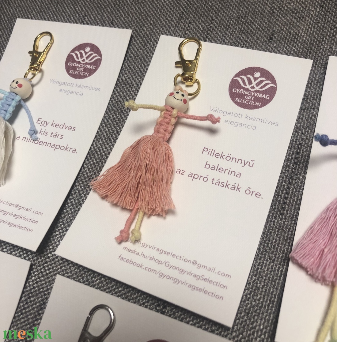 Pillekönnyű Balerinák � Kézzel csomózott kulcstartók és táskadíszek CSOMAGOLVA! - táska & tok - kulcstartó & táskadísz - kulcstartó - Meska.hu