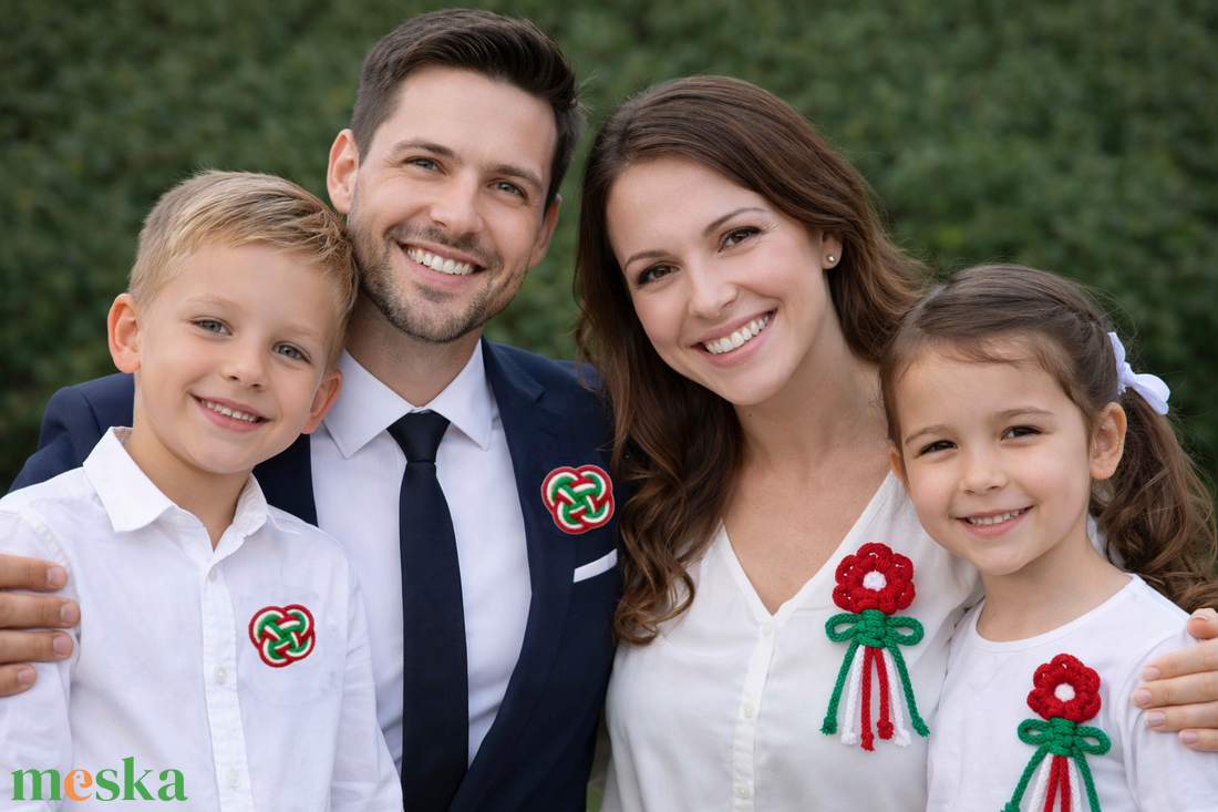 Mágneses Nemzeti színű virág / kokárda  gyermekbarát - ékszer - kitűző és bross - Meska.hu