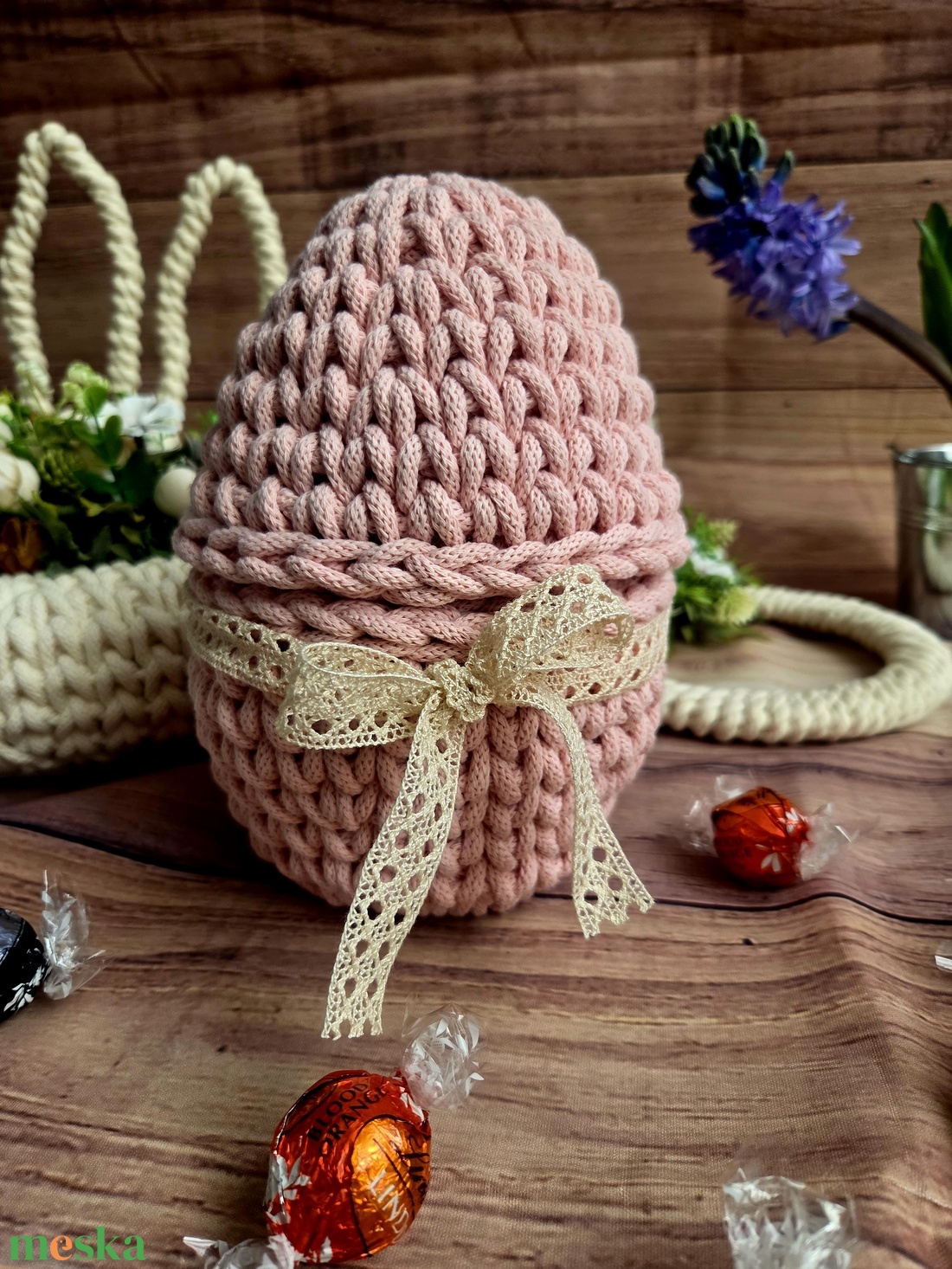 Horgolt tojás alakú tároló - otthon & életmód - dekoráció - asztal és polc dekoráció - dekorációs tál, tartó - Meska.hu