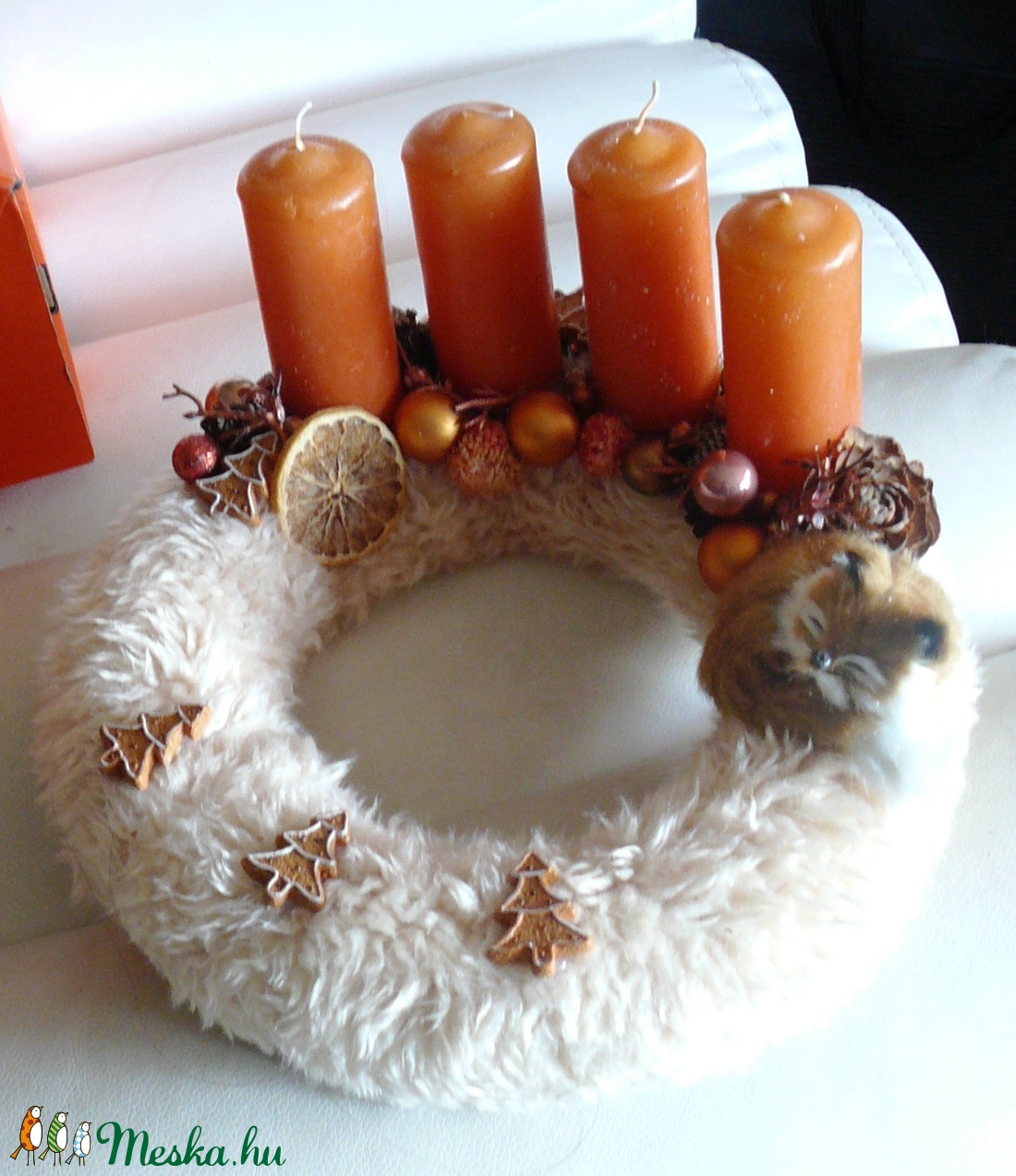 Rókás, szőrmés adventi koszorú -  - Meska.hu