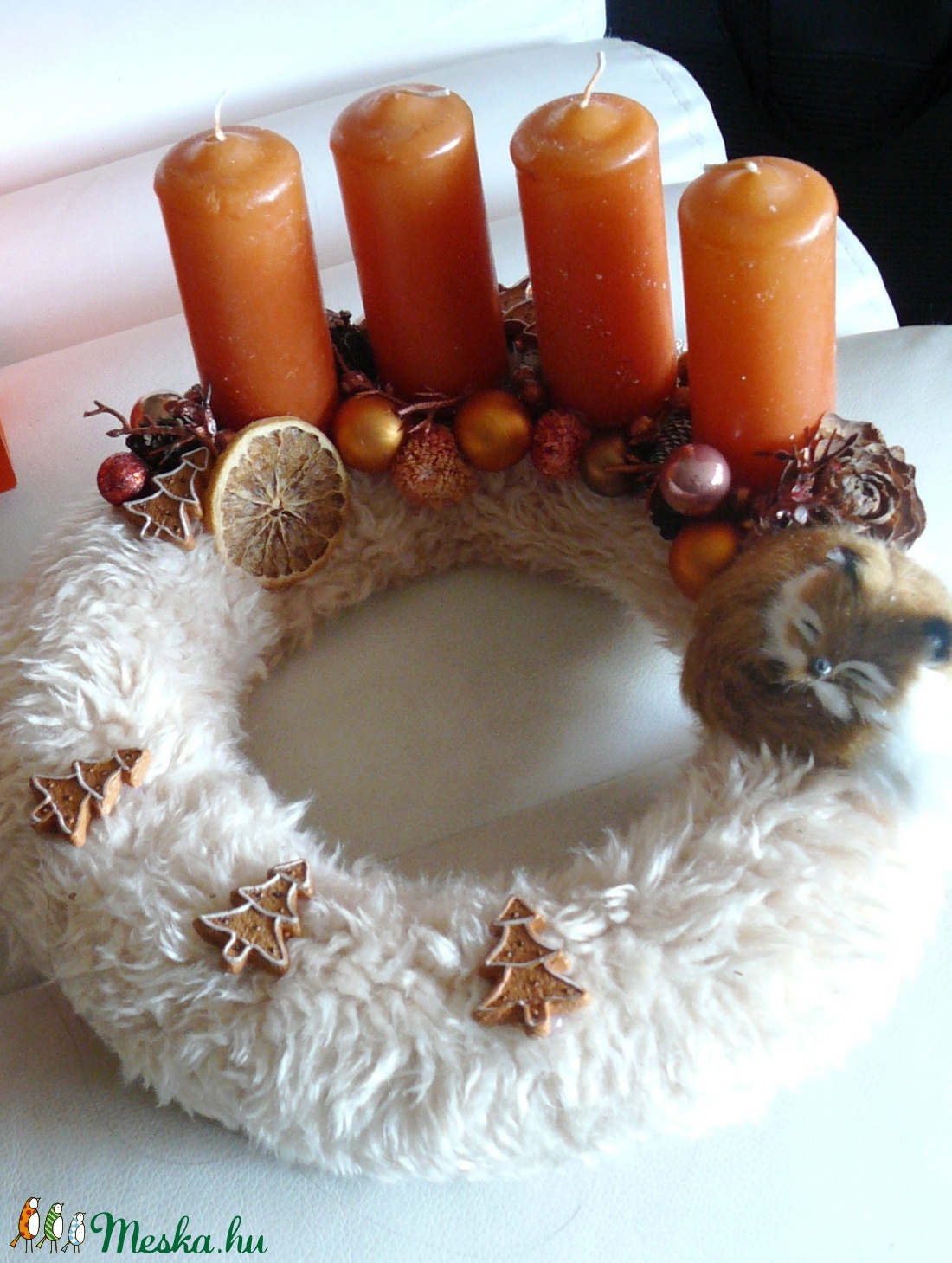 Rókás, szőrmés adventi koszorú -  - Meska.hu