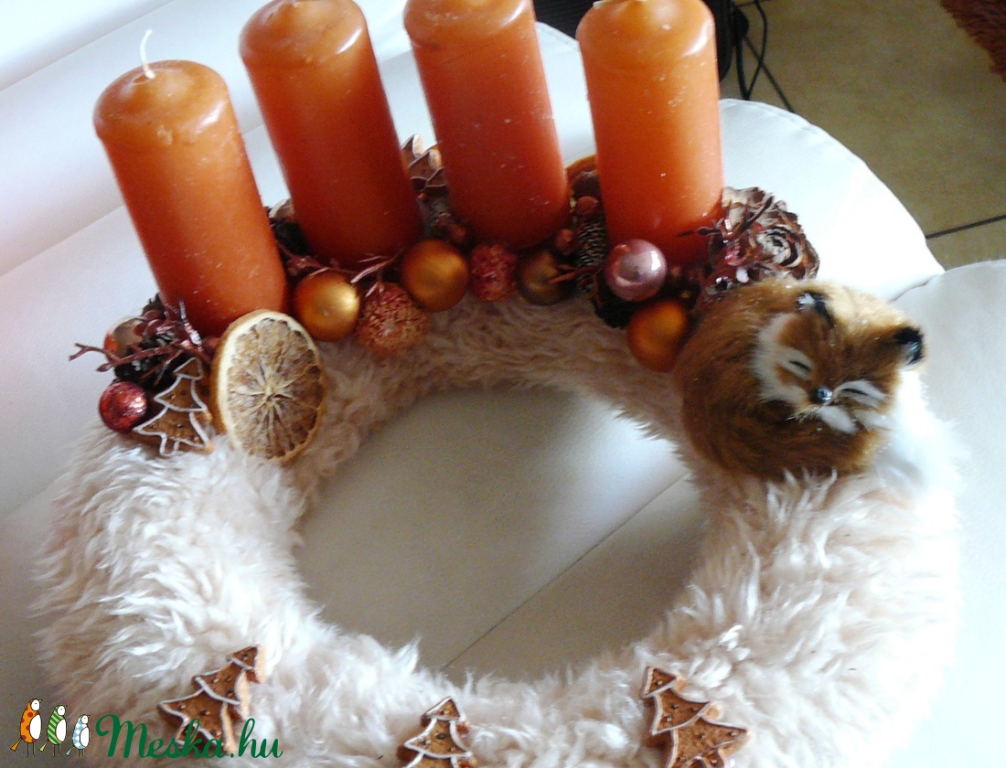 Rókás, szőrmés adventi koszorú -  - Meska.hu