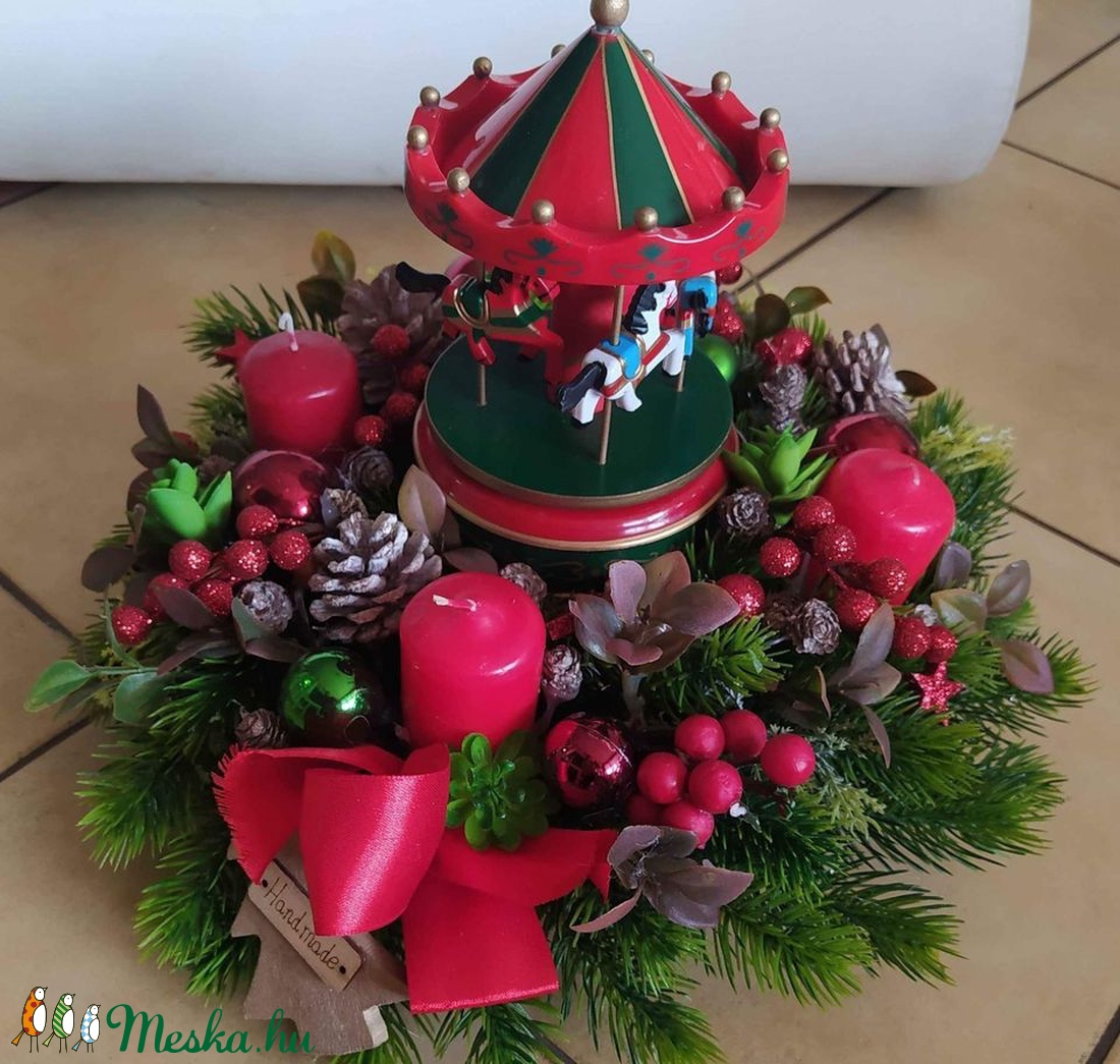 Körhintás adventi koszorú - karácsony - adventi díszek - adventi asztaldísz - Meska.hu
