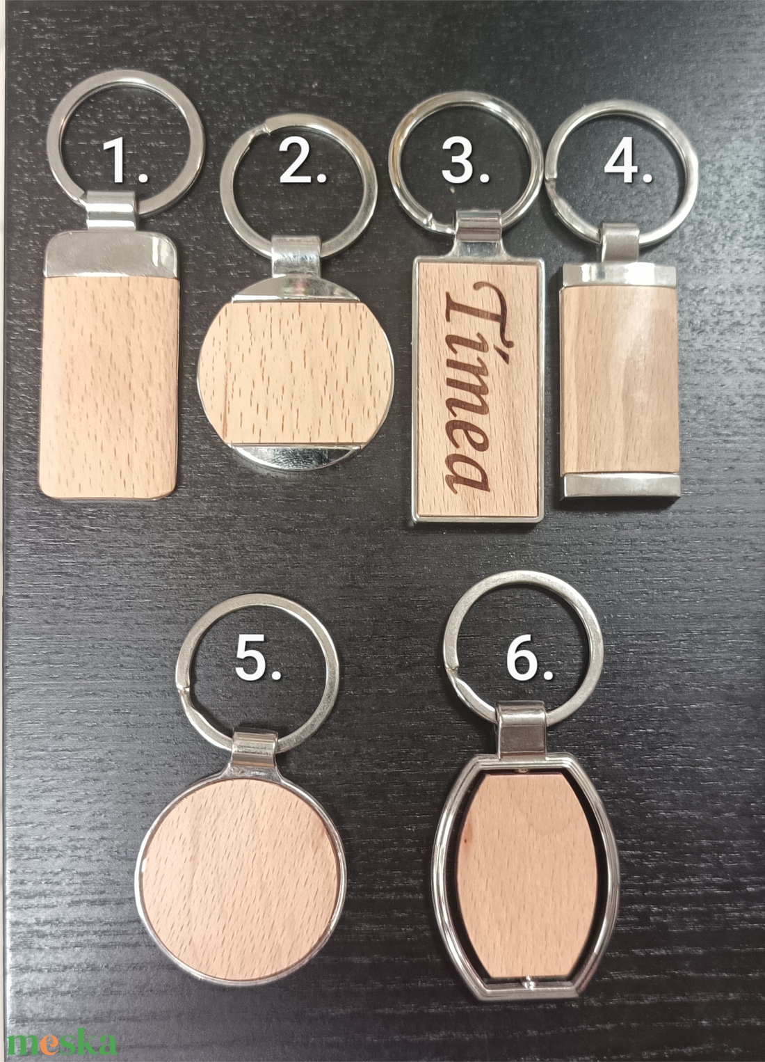 Fém kulcstartó fa betéttel - táska & tok - kulcstartó & táskadísz - kulcstartó - Meska.hu