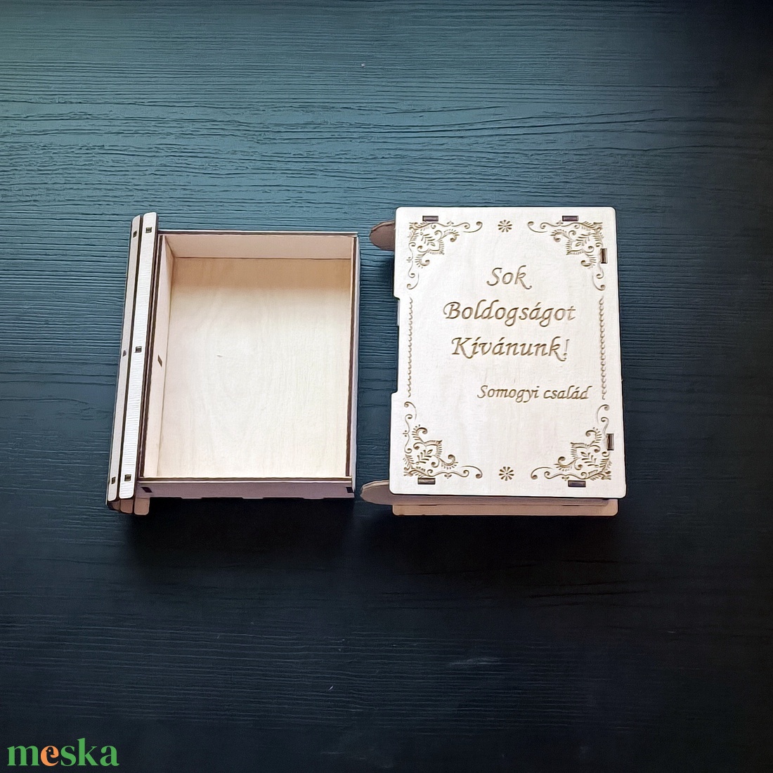 Könyv formájú doboz egyedi felirattal - esküvő - emlék & ajándék - nászajándék - esküvői pénzátadó doboz - Meska.hu