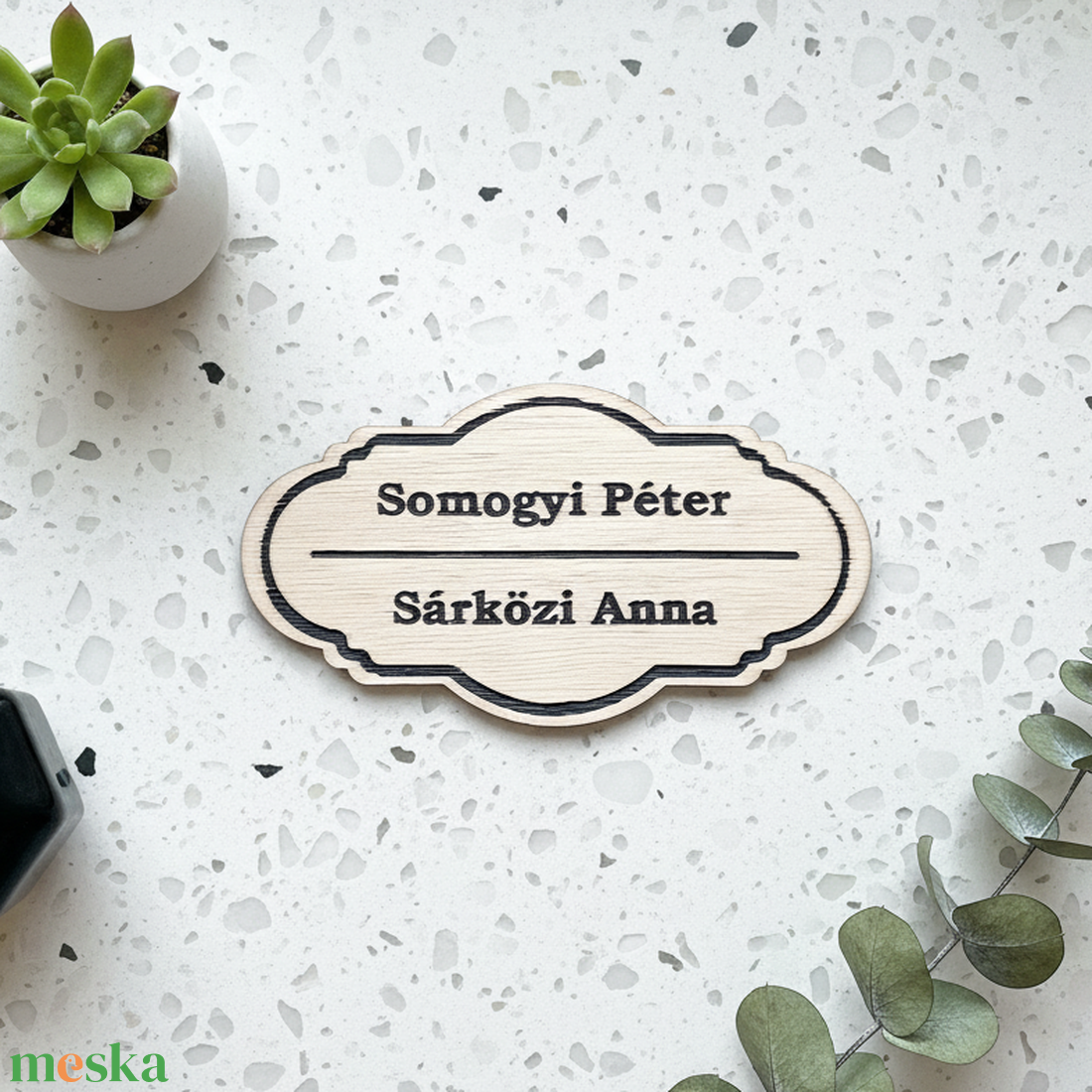 Névtábla választható felirattal és formával - otthon & életmód - dekoráció - ajtó- és ablak dekoráció - ajtótábla - Meska.hu