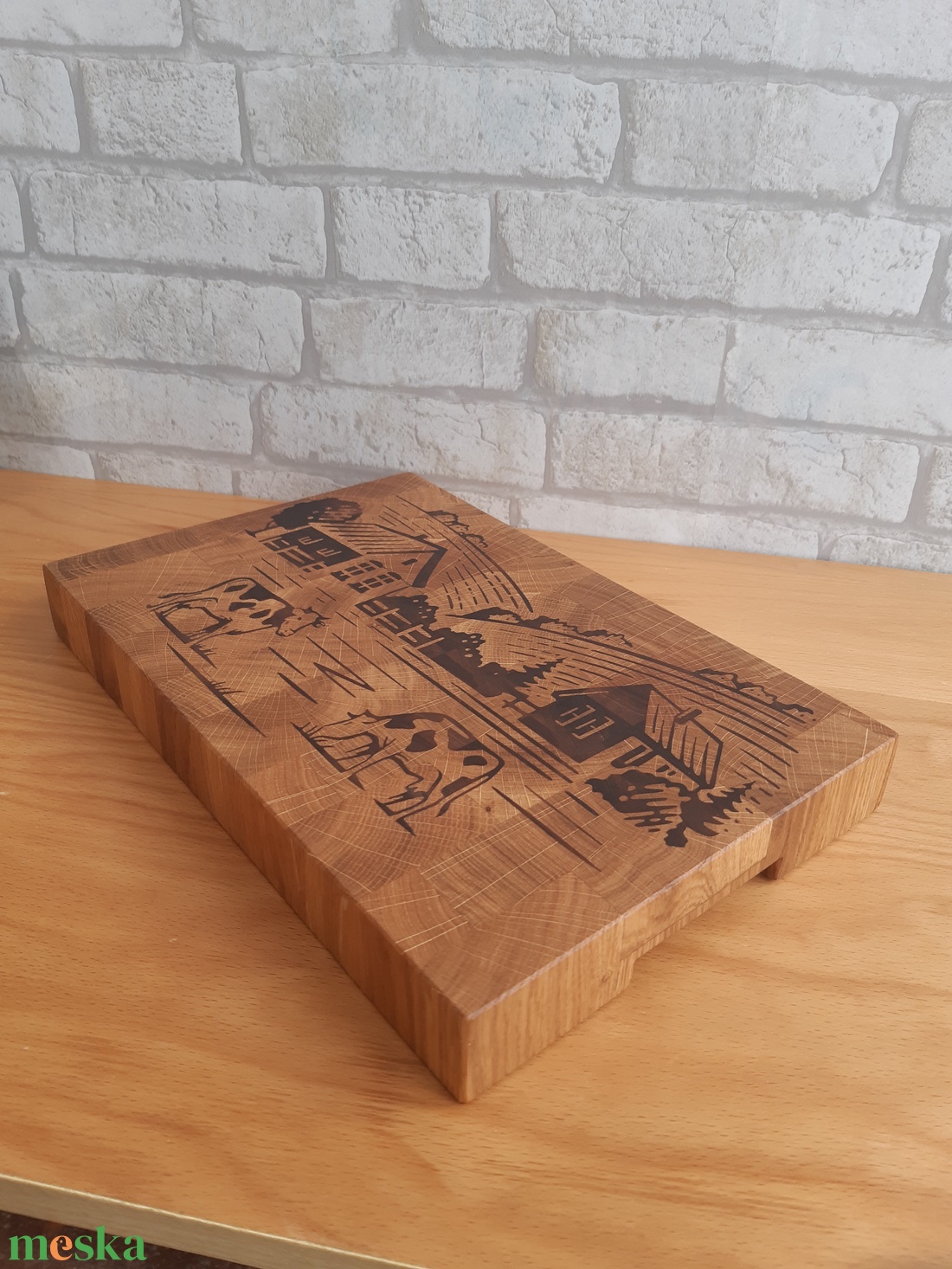 Tehenek a tanyán - bütüs vágódeszka valódi fa betéttel - otthon & életmód - konyhafelszerelés, tálalás - sütés, főzés - vágódeszka - Meska.hu