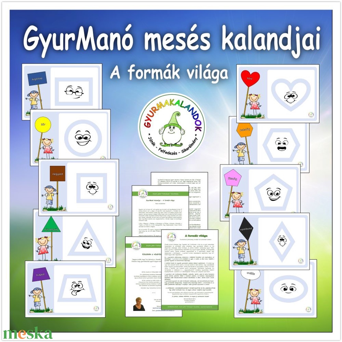 A formák világa  Nyomtatható PDF - GyurManó mesés kalandjai sorozat - játék & sport - készségfejlesztő és logikai játék - szín és formaválogató játékok - Meska.hu