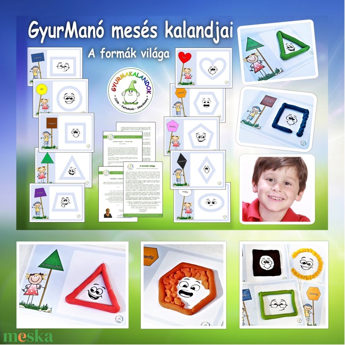 A formák világa  Nyomtatható PDF - GyurManó mesés kalandjai sorozat - játék & sport - készségfejlesztő és logikai játék - szín és formaválogató játékok - Meska.hu