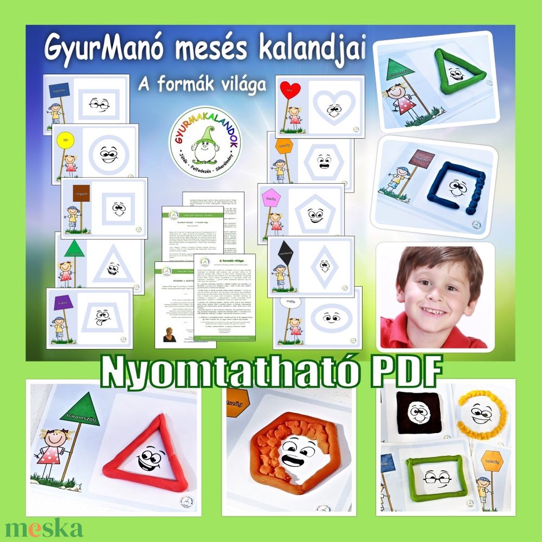 A formák világa készségfejlesztő játékcsomag - Nyomtatható PDF - GyurManó mesés kalandjai sorozat - játék & sport - készségfejlesztő és logikai játék - szín és formaválogató játékok - Meska.hu