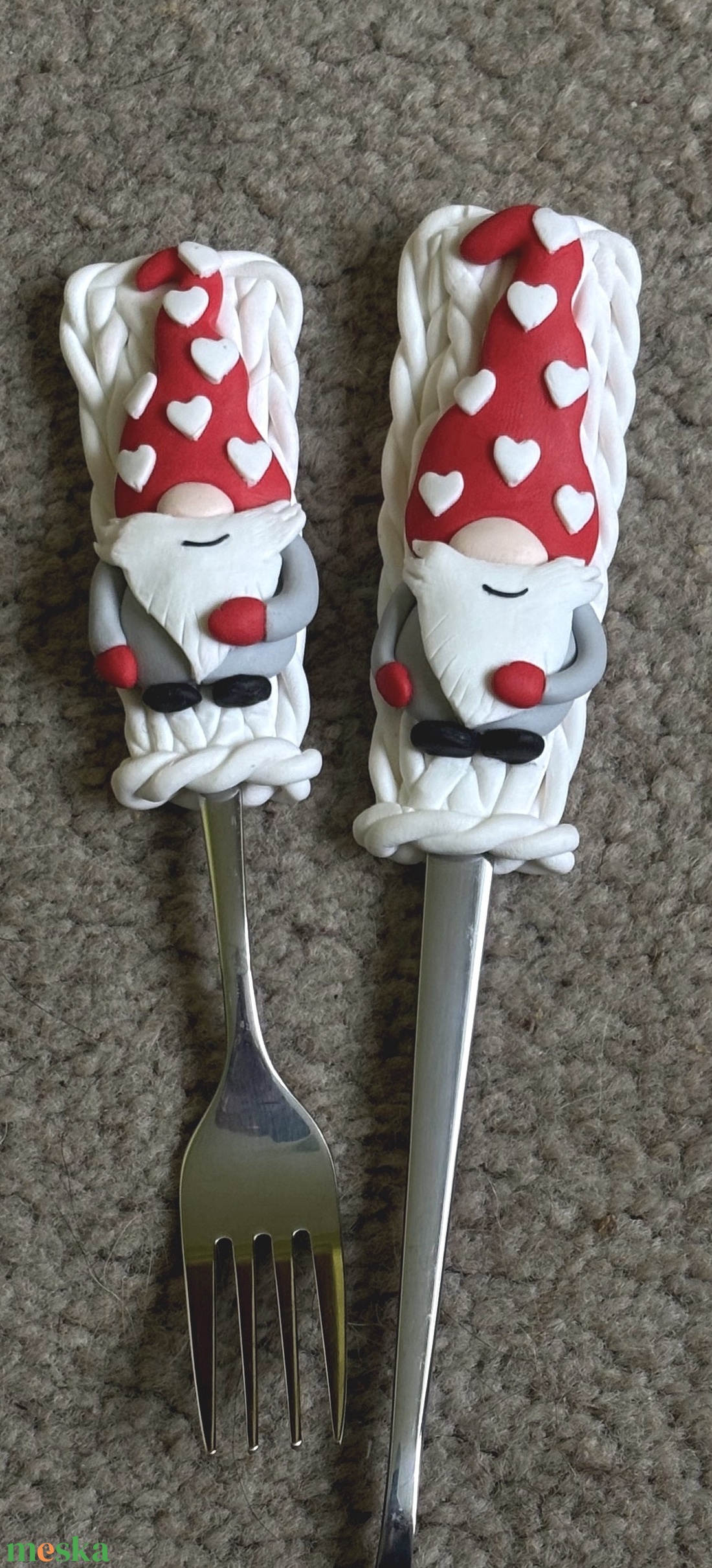 Téli manós latte kanál és sütis villa készlet  - otthon & életmód - konyhafelszerelés, tálalás - tálalás - kanál & villa - Meska.hu