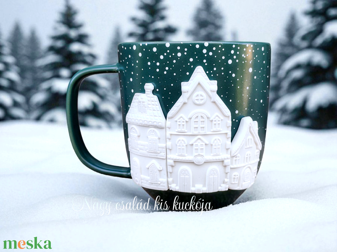 Házikós téli bögre  - otthon & életmód - konyhafelszerelés, tálalás - tálalás - bögre & csésze - Meska.hu