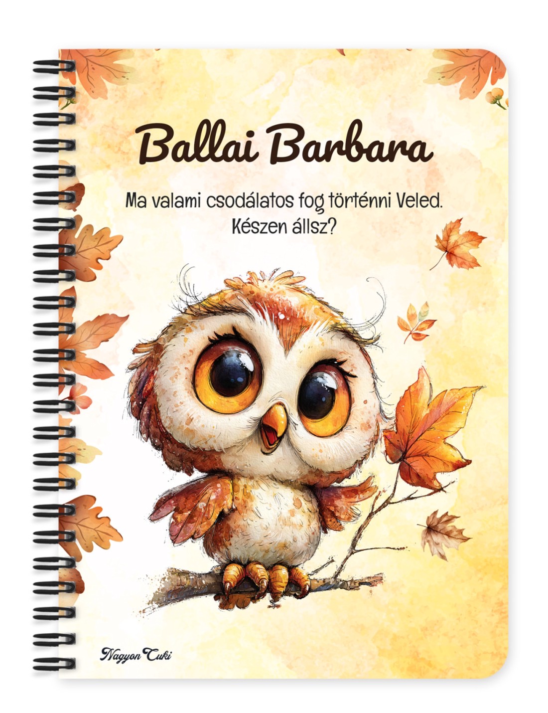 Személyre szabható - Cuki őszi bagoly lány mintás A6-os füzet - otthon & életmód - papír, írószer - jegyzetfüzet & napló - Meska.hu