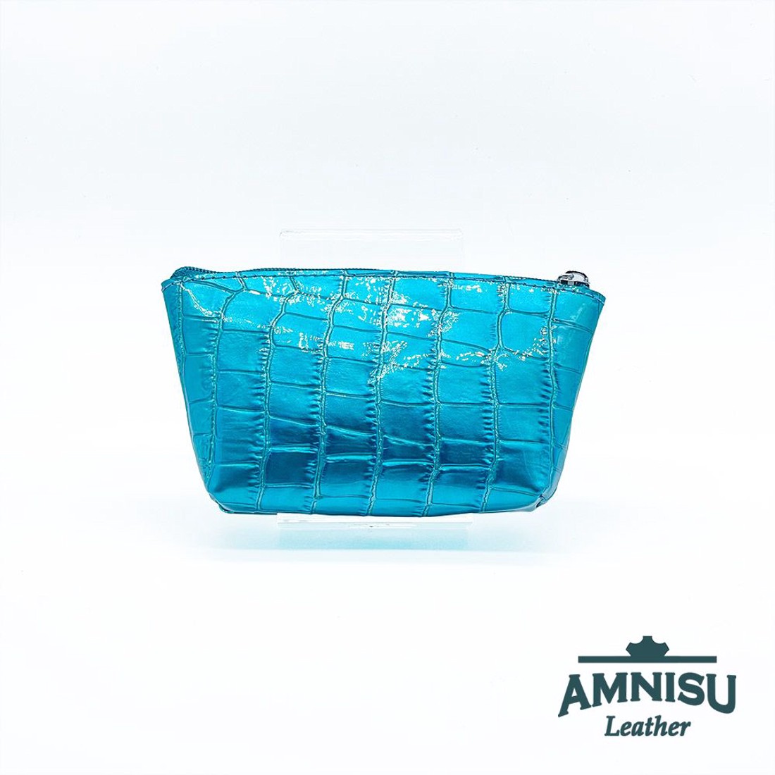 Türkizkék lakk krokkómintás egy cipzáras egyenes swarovski köves kulcstartó E6020 -  - Meska.hu