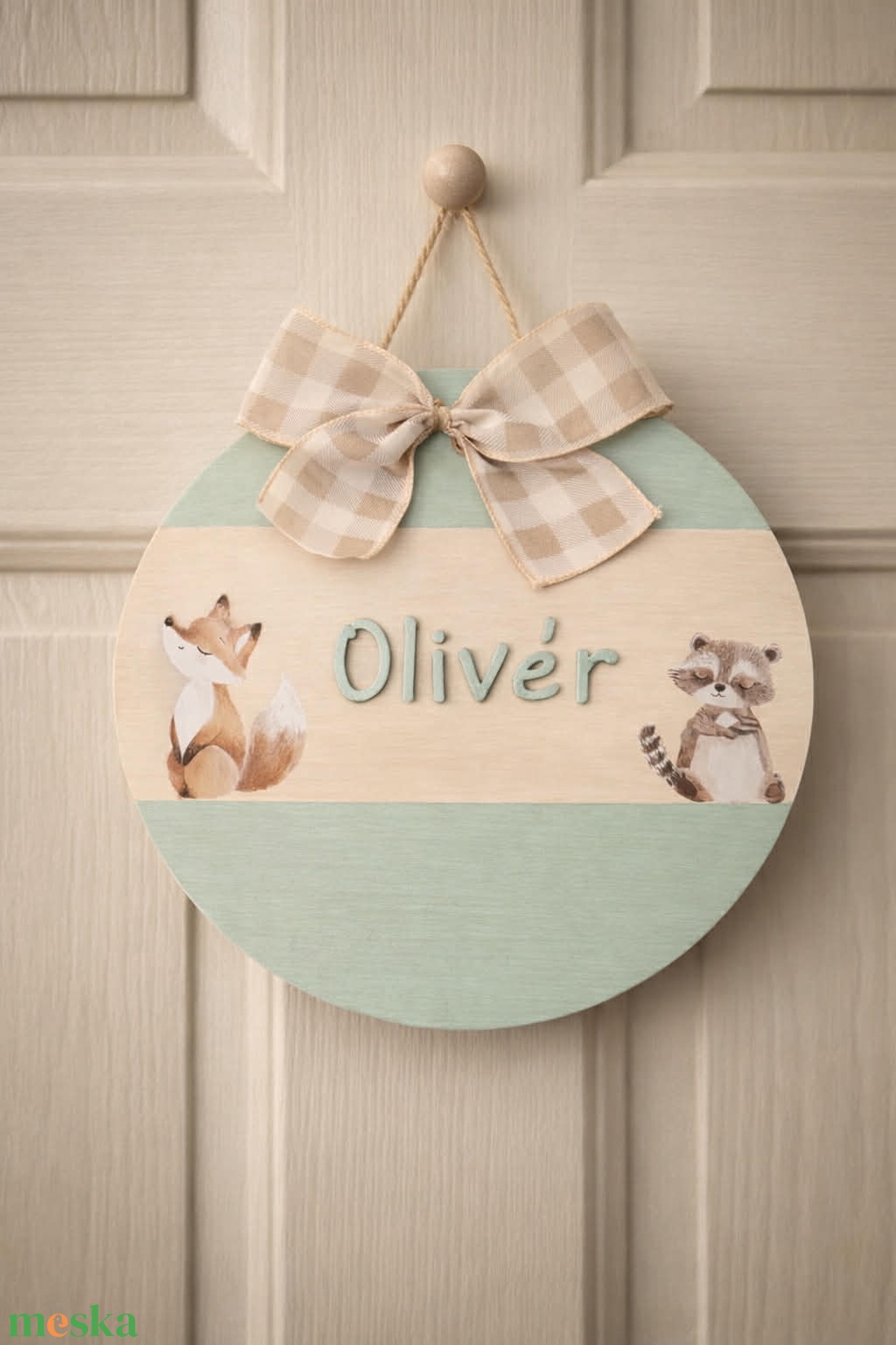 Zöld névtábla - baba - mama - babaszoba dekoráció - babanév dekoráció - Meska.hu