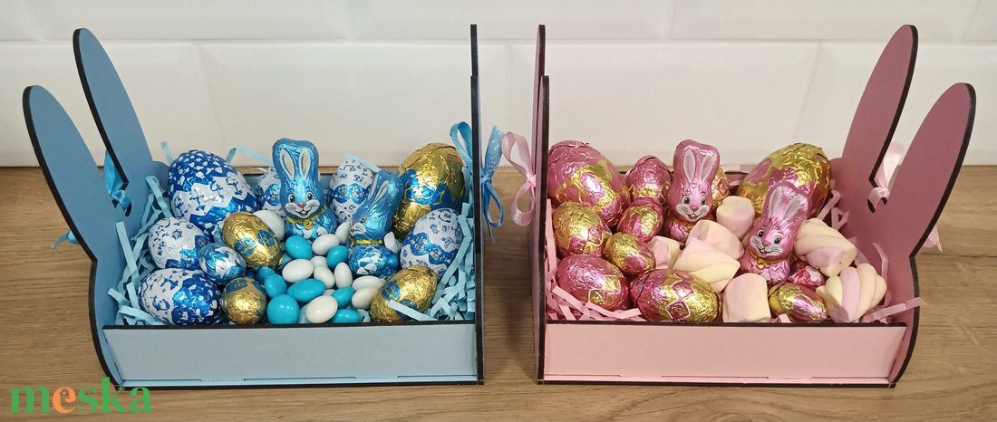 Nyuszis kosár - ünnepi díszek, dekorációk - húsvéti díszek és dekorációk - húsvéti ajándékátadó - Meska.hu