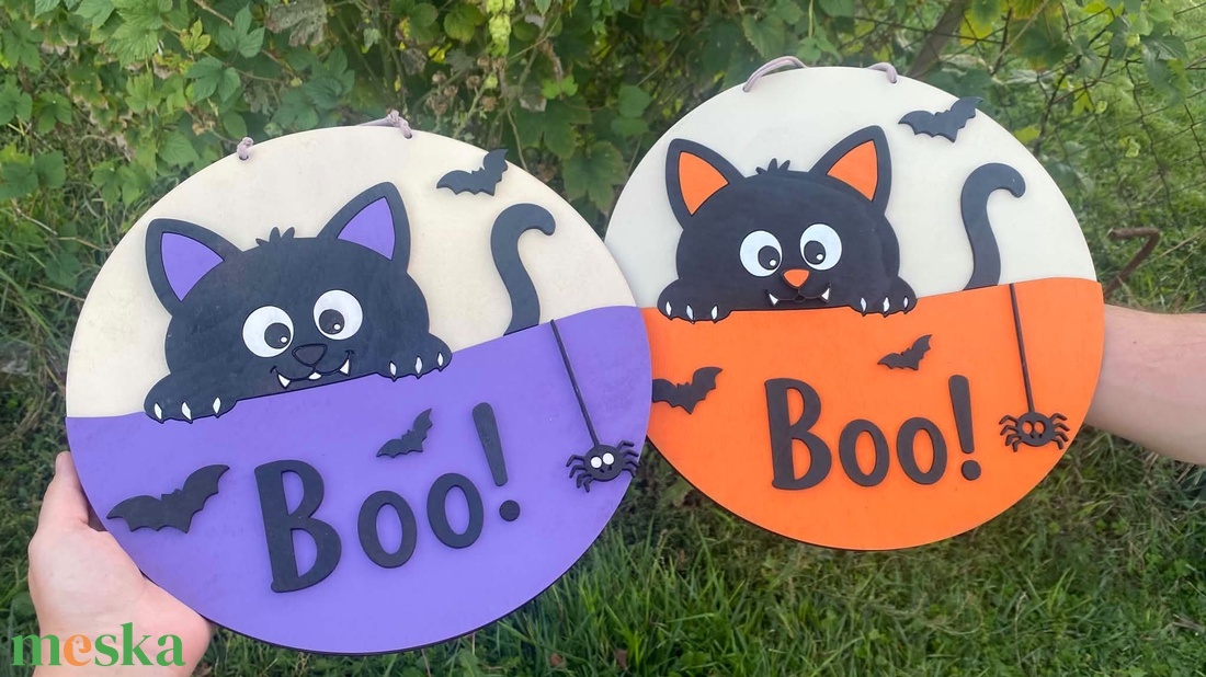 Cicás halloween dekor falra - otthon & életmód - dekoráció - halloween - halloweeni dekoráció - Meska.hu