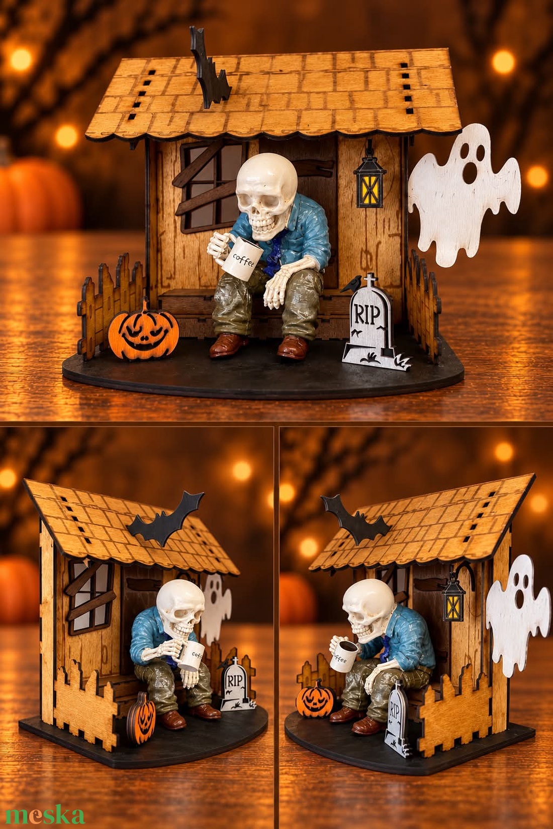 Halloween csontváz szobor - otthon & életmód - dekoráció - halloween - halloweeni cukorkagyűjtők és cukorkatartók - Meska.hu