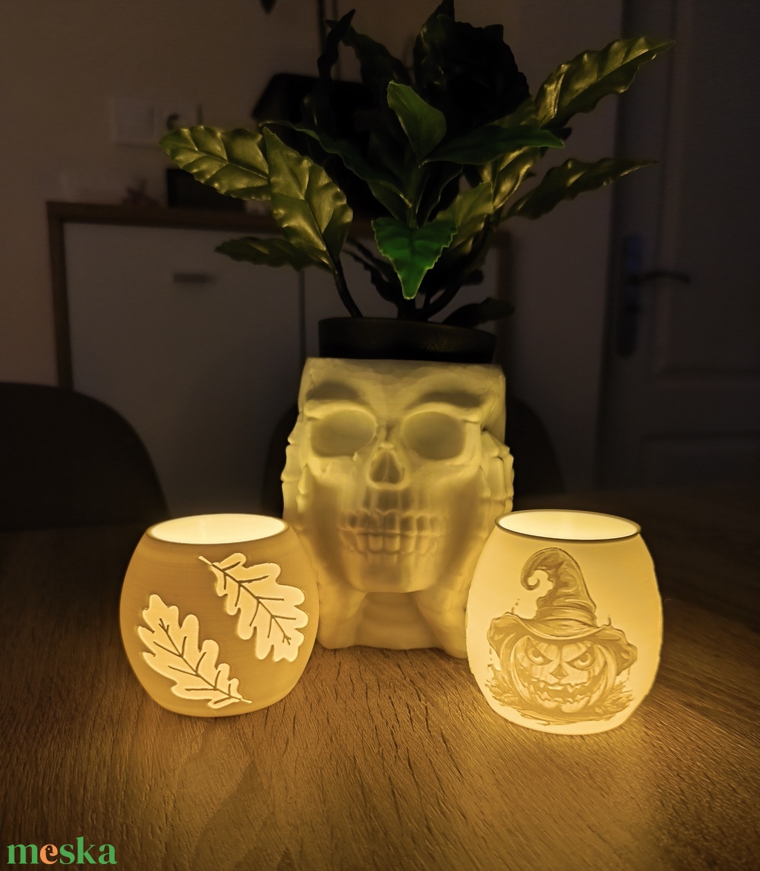Őszi ledes dekor mécsestartó - otthon & életmód - dekoráció - halloween - halloweeni dekoráció - Meska.hu