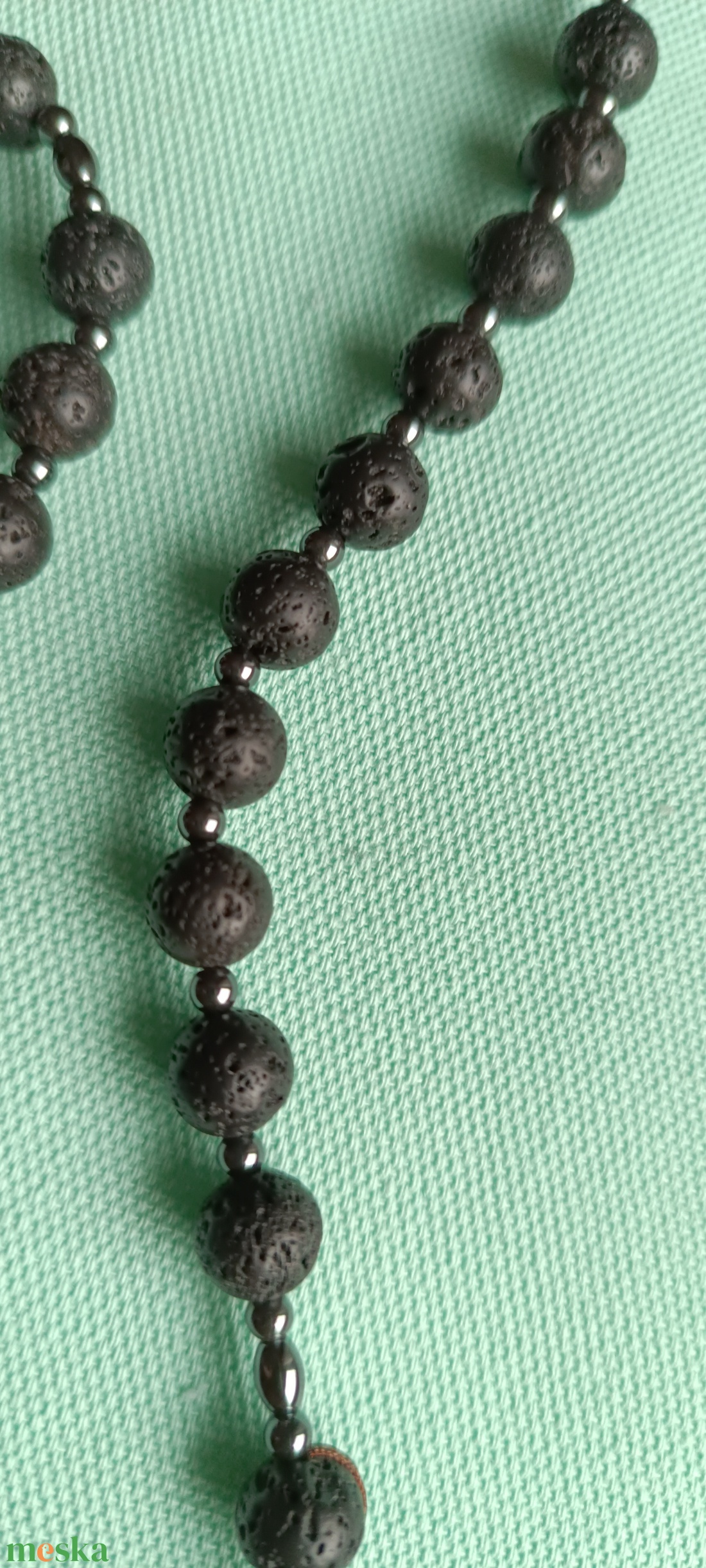 Lávakő rózsafüzér  - ékszer - nyaklánc - gyöngyös nyaklánc - Meska.hu