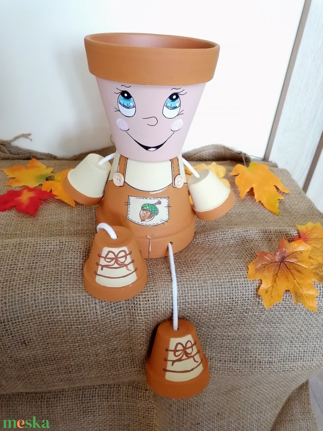 Őszi cserépfigura - kisfiú  - otthon & életmód - dekoráció - dísztárgy - Meska.hu
