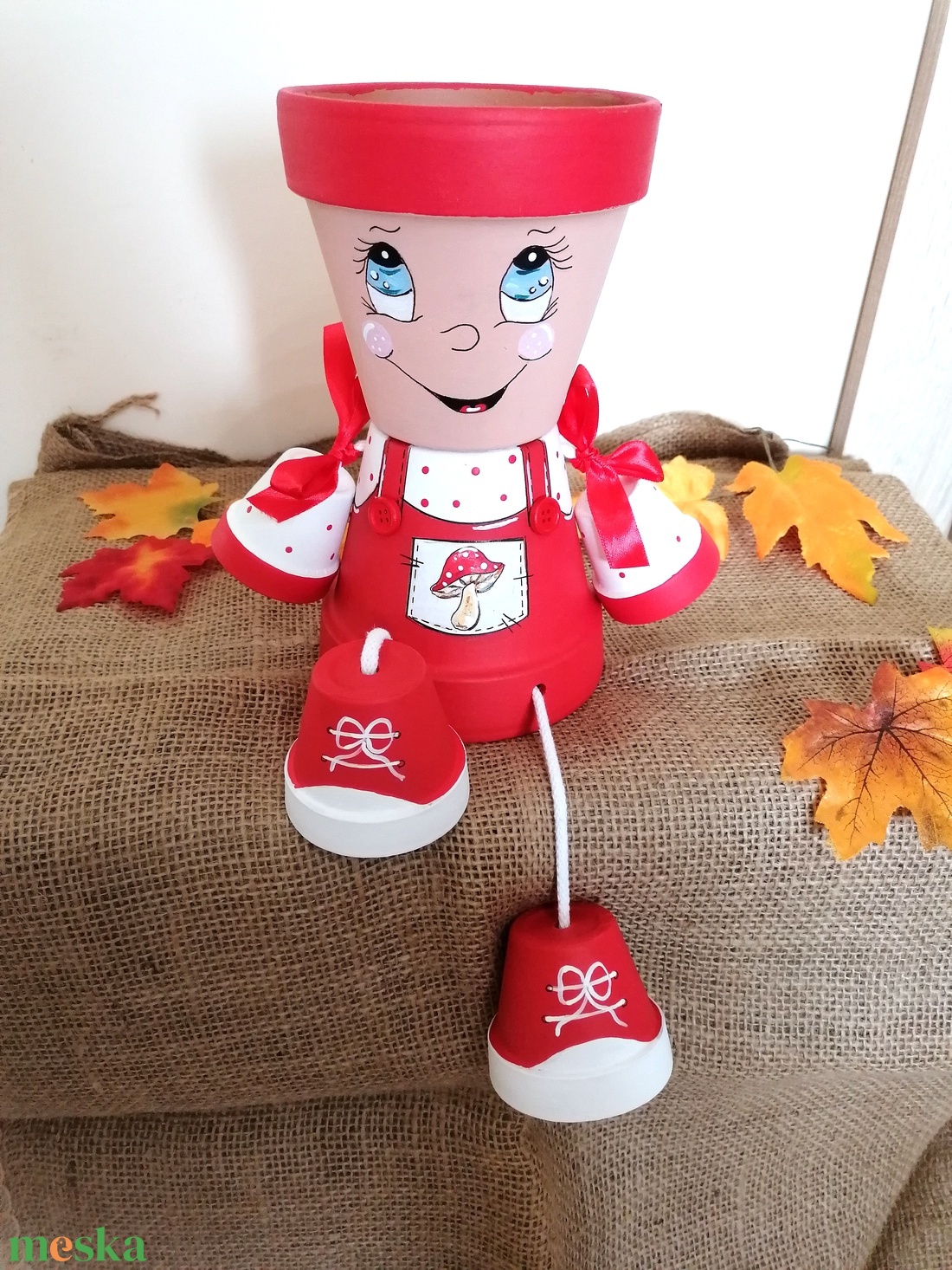 Őszi cserépfigura - kislány  - otthon & életmód - dekoráció - dísztárgy - Meska.hu