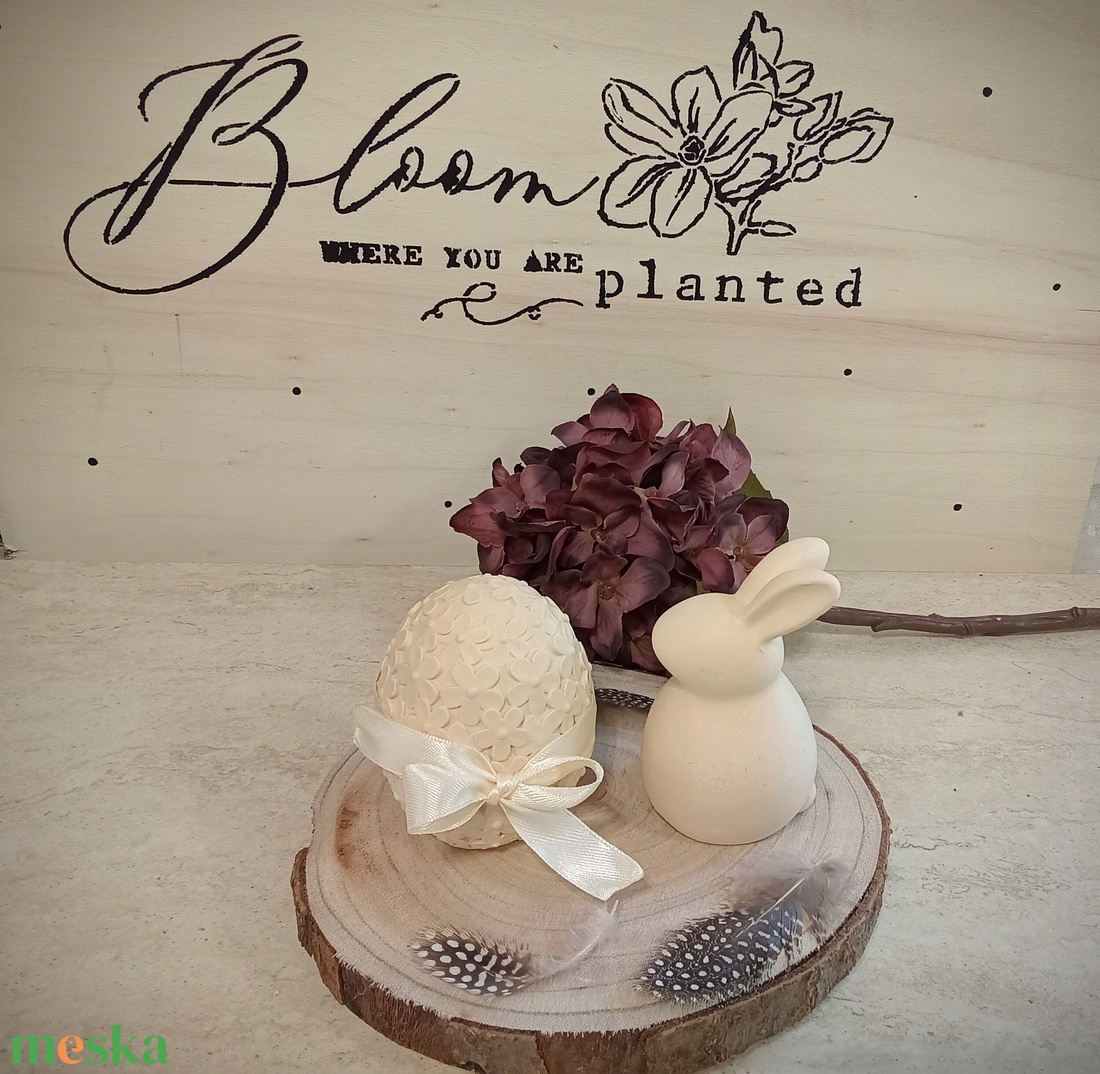 Kerámia nyuszi tojással  - otthon & életmód - dekoráció - asztal és polc dekoráció - asztaldísz - Meska.hu