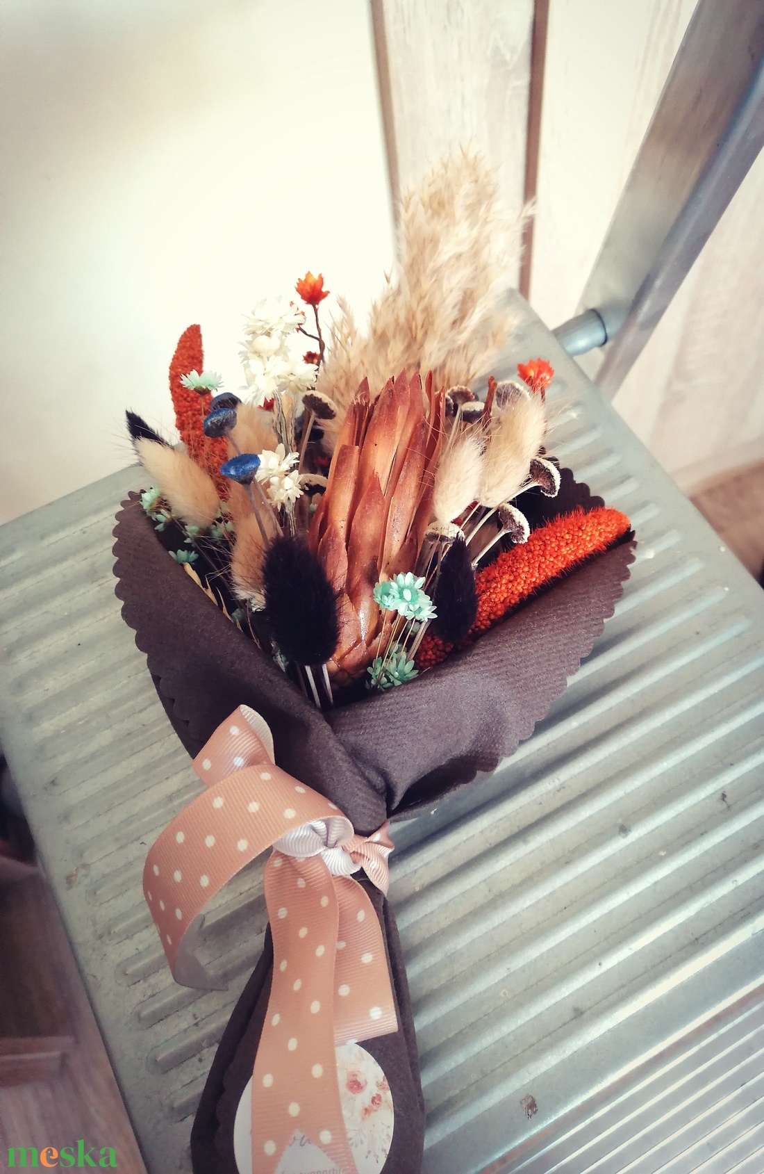 Szárazvirág csokor  - otthon & életmód - dekoráció - virágdísz és tartó - csokor & virágdísz - Meska.hu