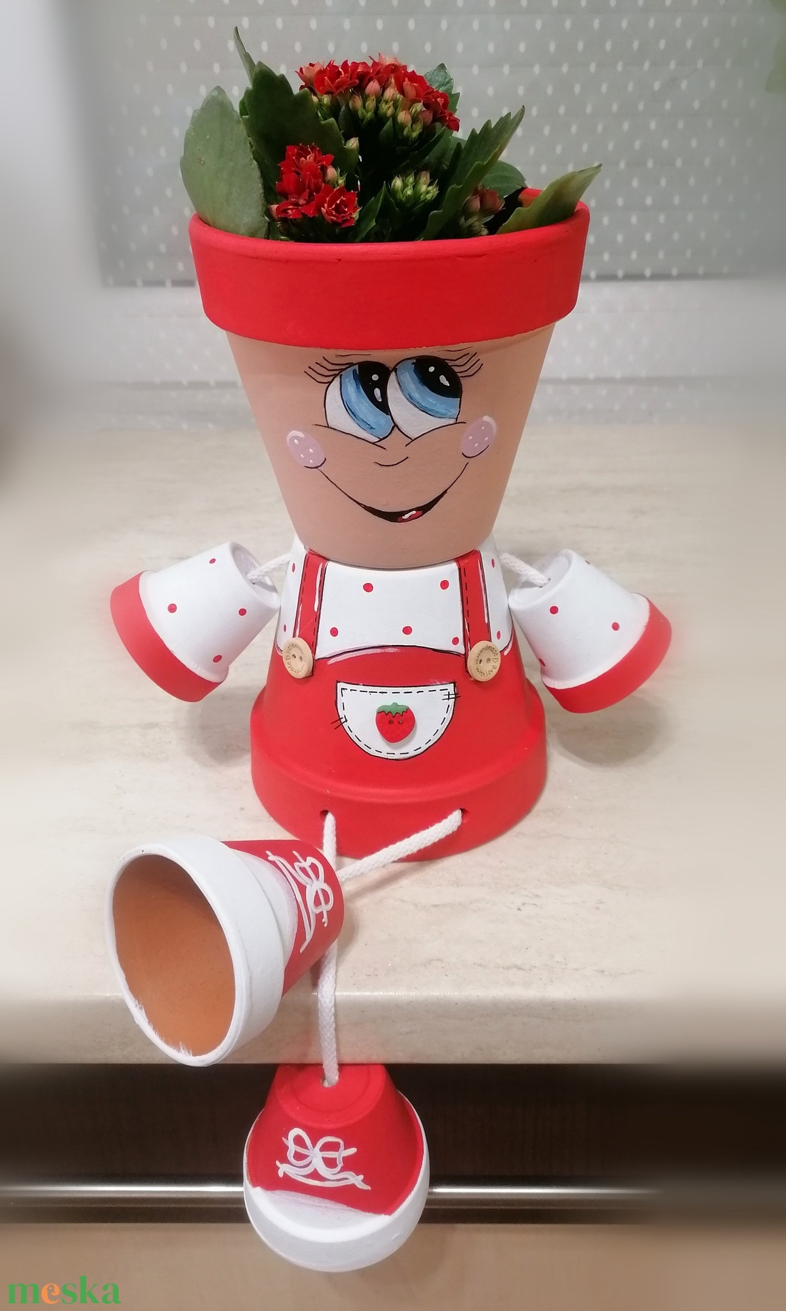 Cserépfigura piros  - otthon & életmód - dekoráció - dísztárgy - Meska.hu