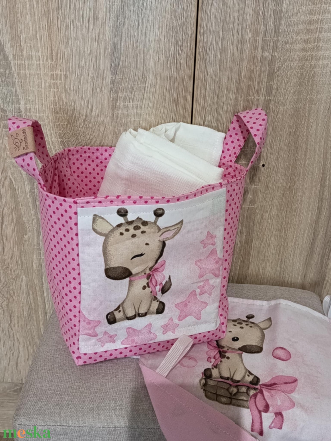 Textil tartó zsiráfos - otthon & életmód - babaszoba, gyerekszoba - játéktároló - Meska.hu