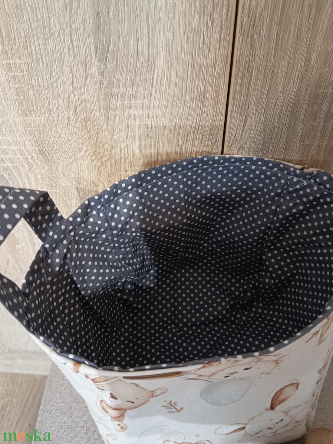 Textil tároló - macis - otthon & életmód - babaszoba, gyerekszoba - játéktároló - Meska.hu