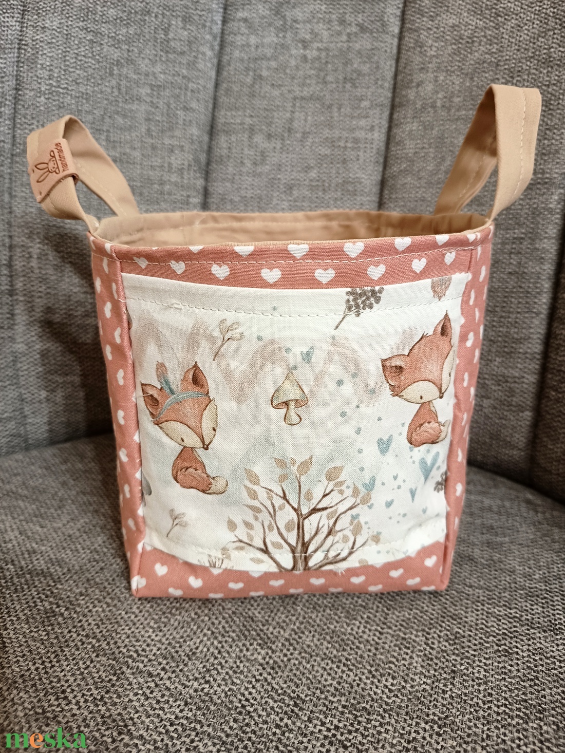 Textil tároló - rókás  - otthon & életmód - babaszoba, gyerekszoba - babaszoba dekoráció - Meska.hu