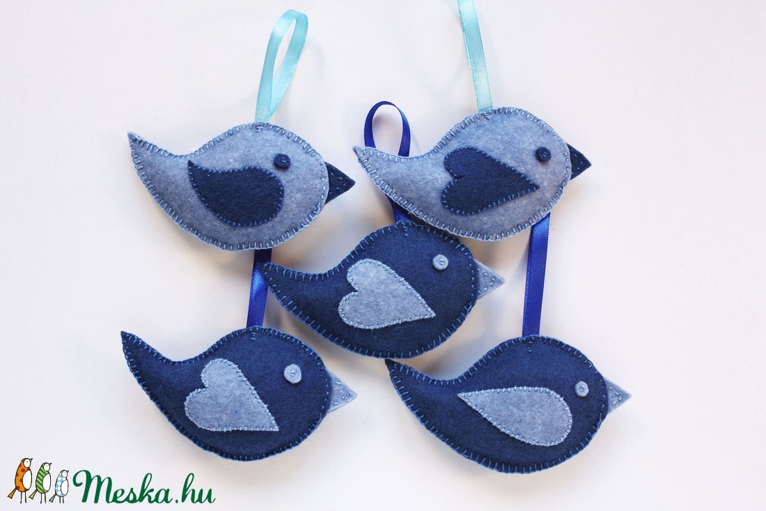 -60% AKCIÓ - Kék madár tavaszi, húsvéti, Anyák napi dekoráció gyapjúfilcből -  - Meska.hu