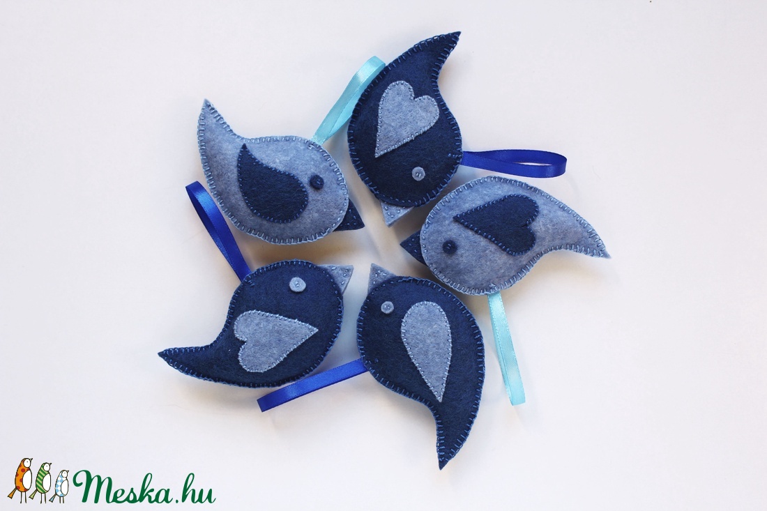 -60% AKCIÓ - Kék madár tavaszi, húsvéti, Anyák napi dekoráció gyapjúfilcből -  - Meska.hu