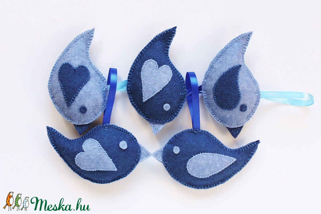 -60% AKCIÓ - Kék madár tavaszi, húsvéti, Anyák napi dekoráció gyapjúfilcből -  - Meska.hu