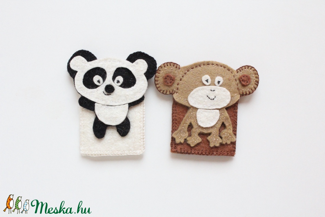 Mimo és Bobo - 2 db-os panda és majom filc ujjbáb készlet - - Meska.hu Mimo és Bobo - 2 db-os panda és majom filc ujjbáb készlet - - Meska.hu