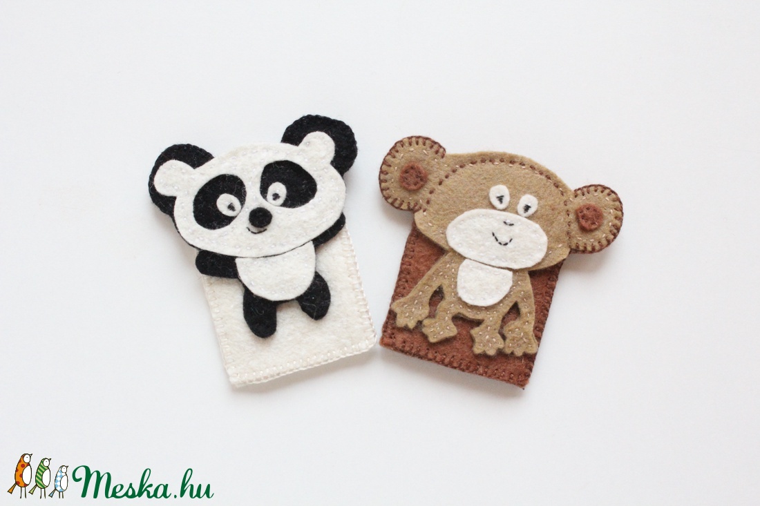 Mimo és Bobo - 2 db-os panda és majom filc ujjbáb készlet - - Meska.hu Mimo és Bobo - 2 db-os panda és majom filc ujjbáb készlet - - Meska.hu