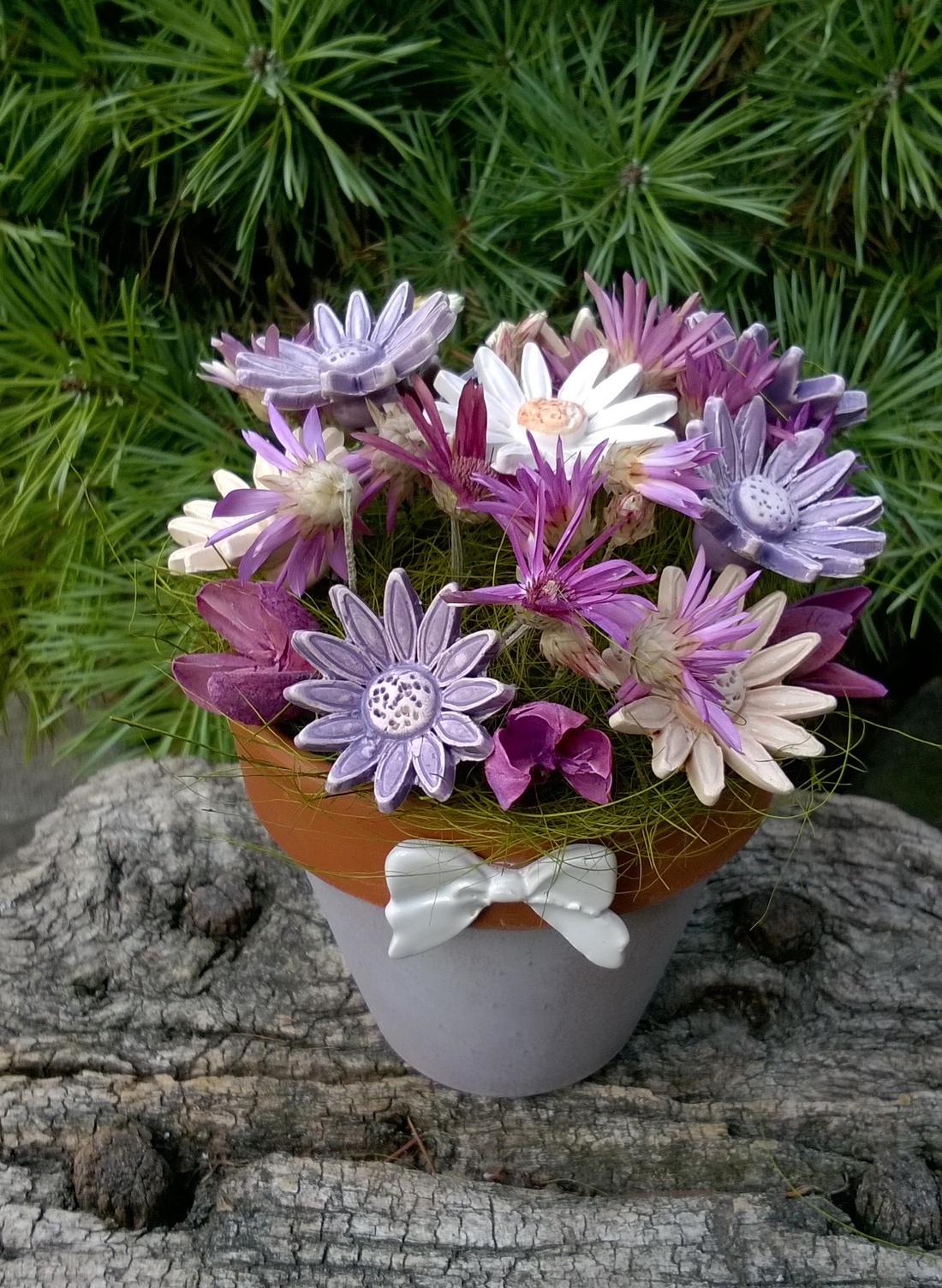 AKCIÓS!Szeretettel! Kerámia Virágok  Kaspóban -  - Meska.hu