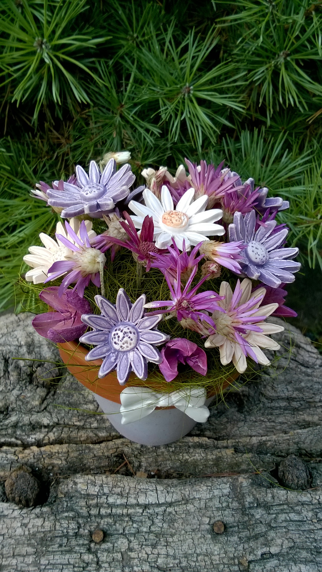 AKCIÓS!Szeretettel! Kerámia Virágok  Kaspóban -  - Meska.hu