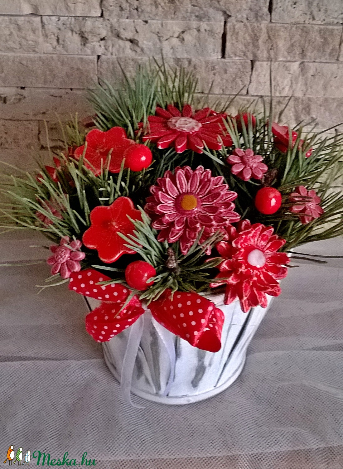 A  Klasszikus,Romantikus!  Kerámia Virágok Kaspóban -  - Meska.hu