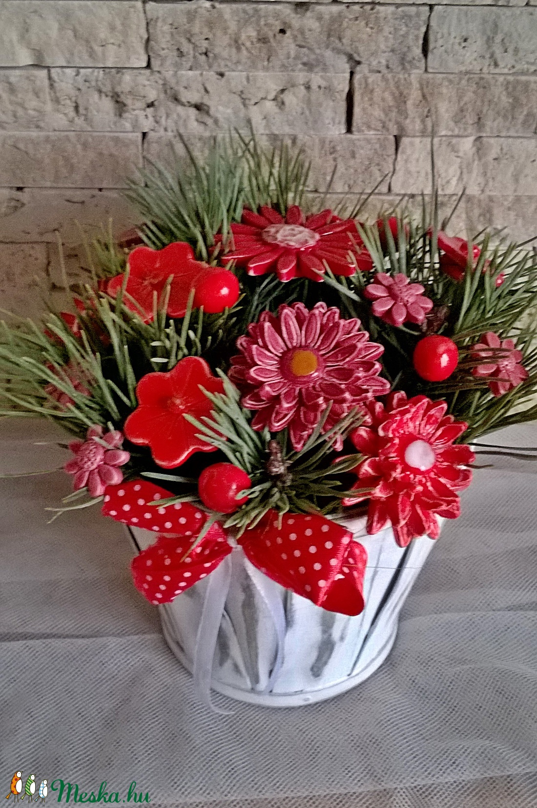 A  Klasszikus,Romantikus!  Kerámia Virágok Kaspóban -  - Meska.hu