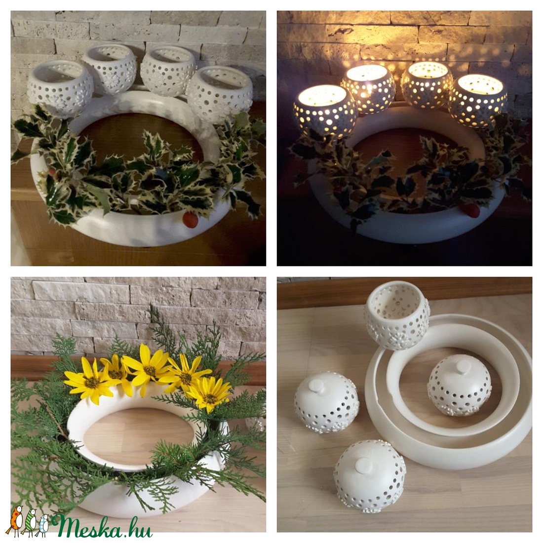 Adrienn Rendelése!,Hópelyhes Variálható Kerámia Adventi Koszorú -  - Meska.hu