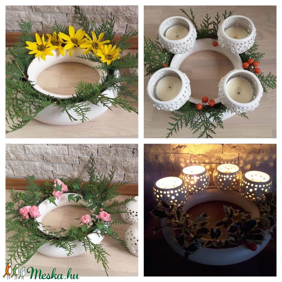 Adrienn Rendelése!,Hópelyhes Variálható Kerámia Adventi Koszorú -  - Meska.hu