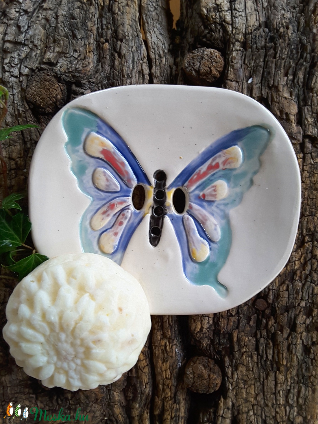,Tarka Szárnyú Pillangó  Kerámia Szappantartó -  - Meska.hu