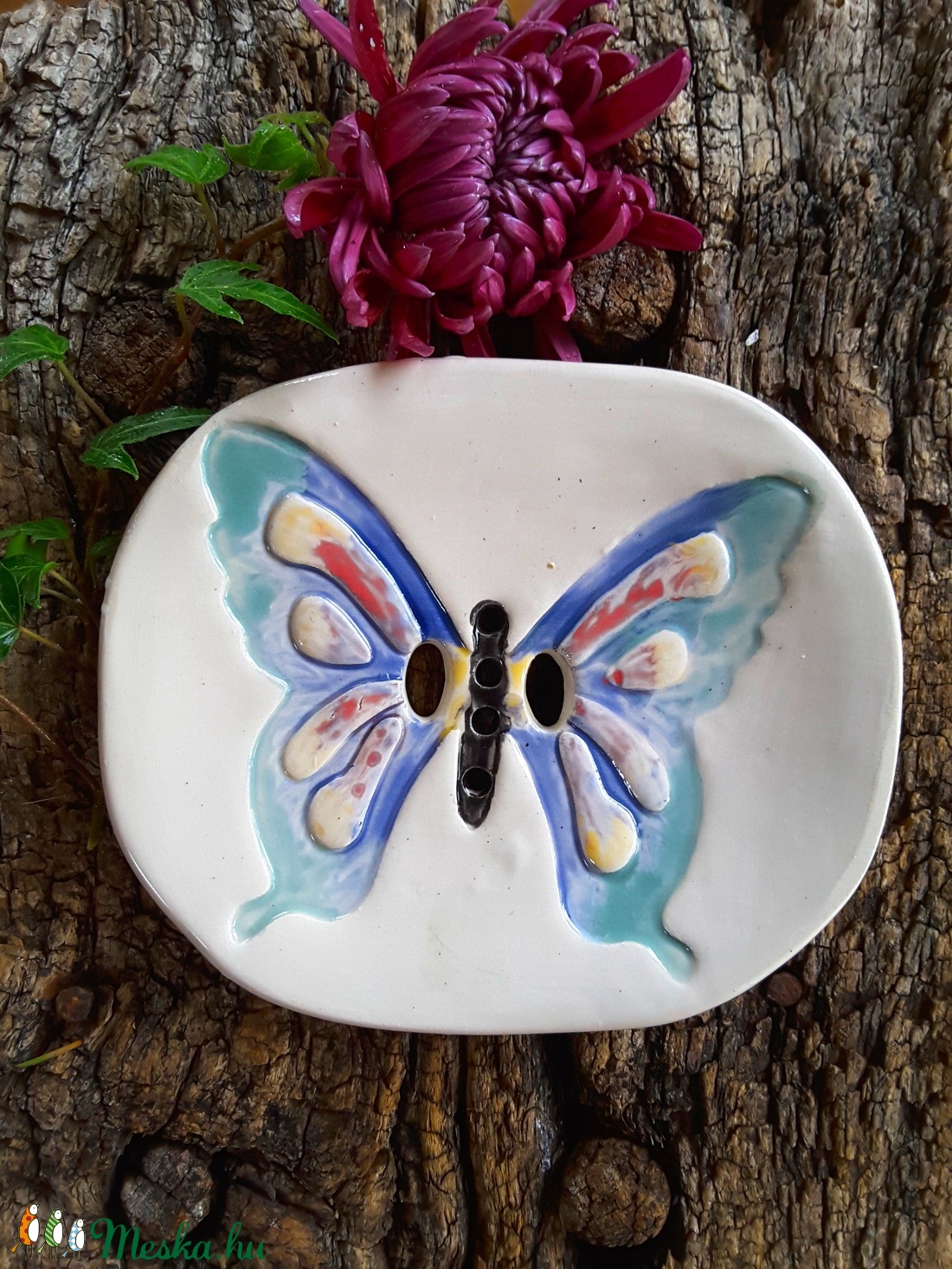 ,Tarka Szárnyú Pillangó  Kerámia Szappantartó -  - Meska.hu