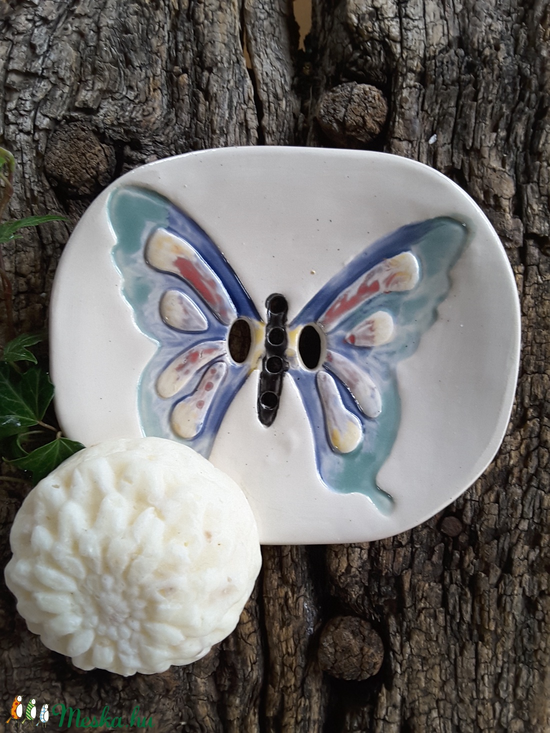 ,Tarka Szárnyú Pillangó  Kerámia Szappantartó -  - Meska.hu
