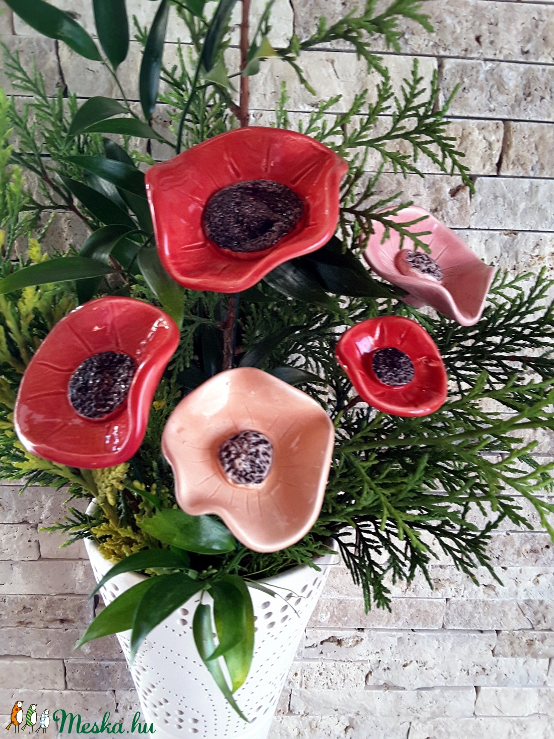 5db, Szél Fújta Kerámia Virág (tp.201) -  - Meska.hu